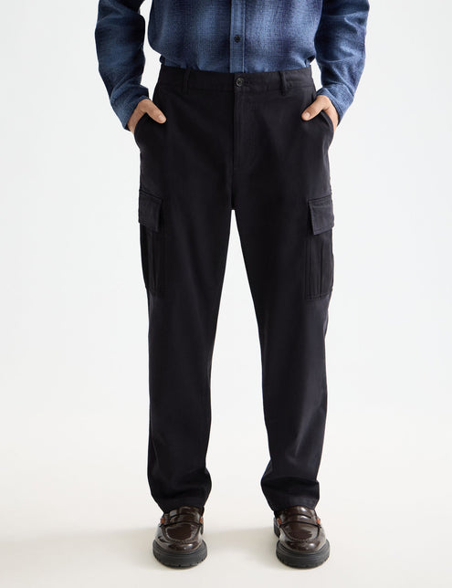 Harper - Pantalon cargo ample fuselé en mélange de coton teint en pièce
