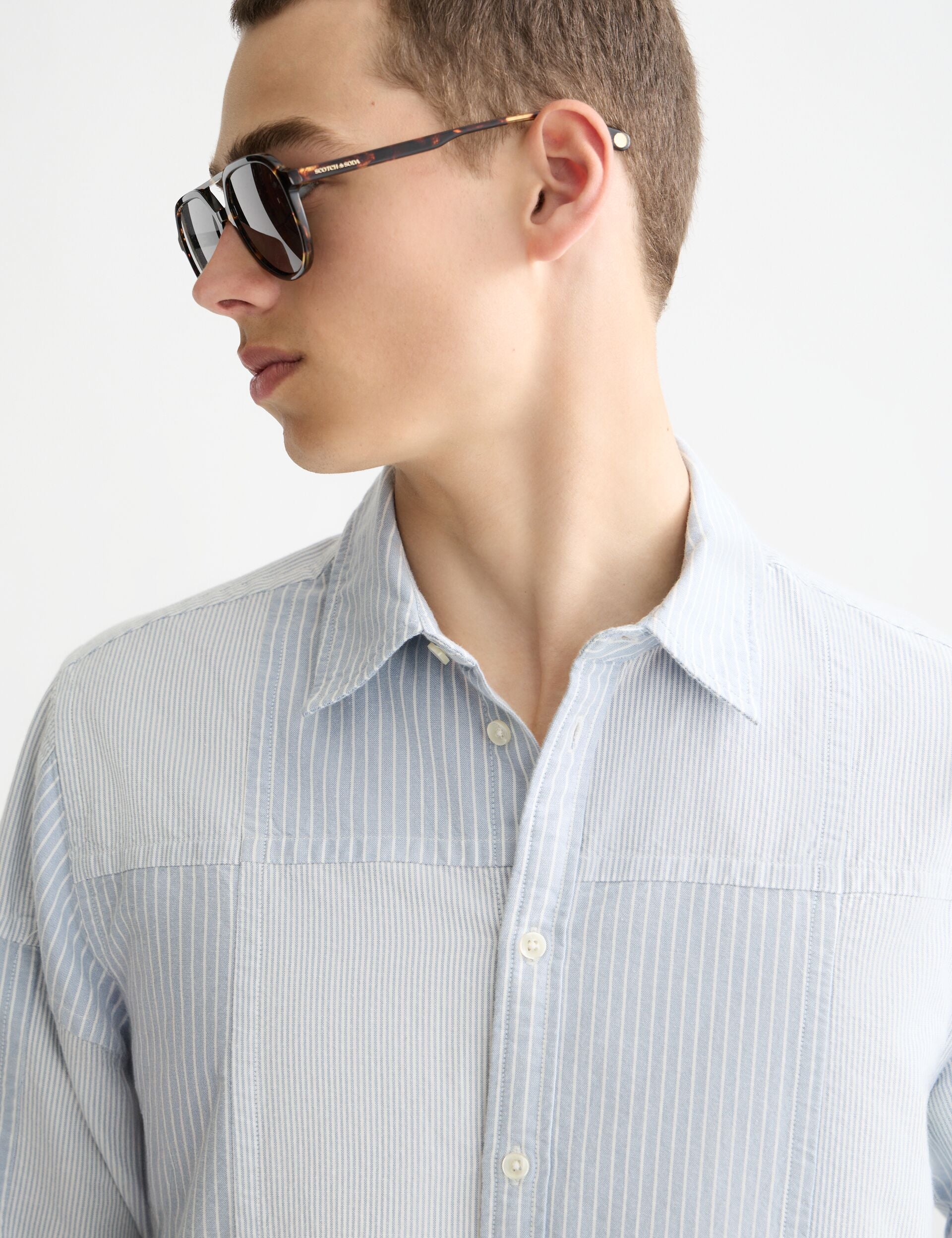 Patchwork relaxed-fit oxford shirt