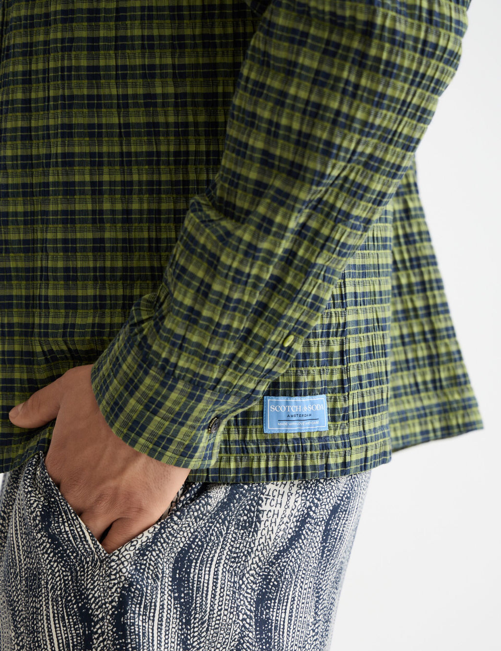 Crinkle checked shirt