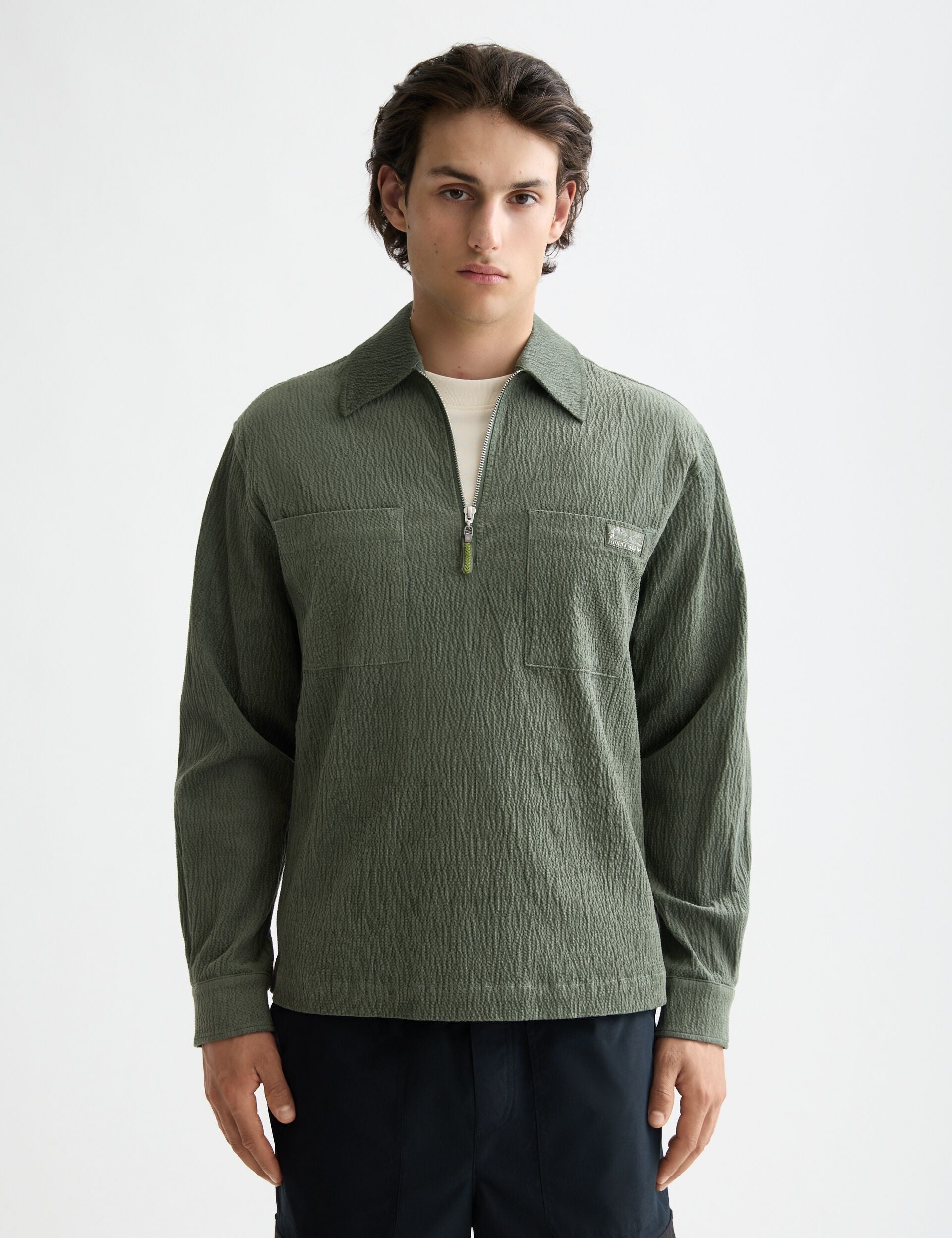 Quarter zip corduroy shirt