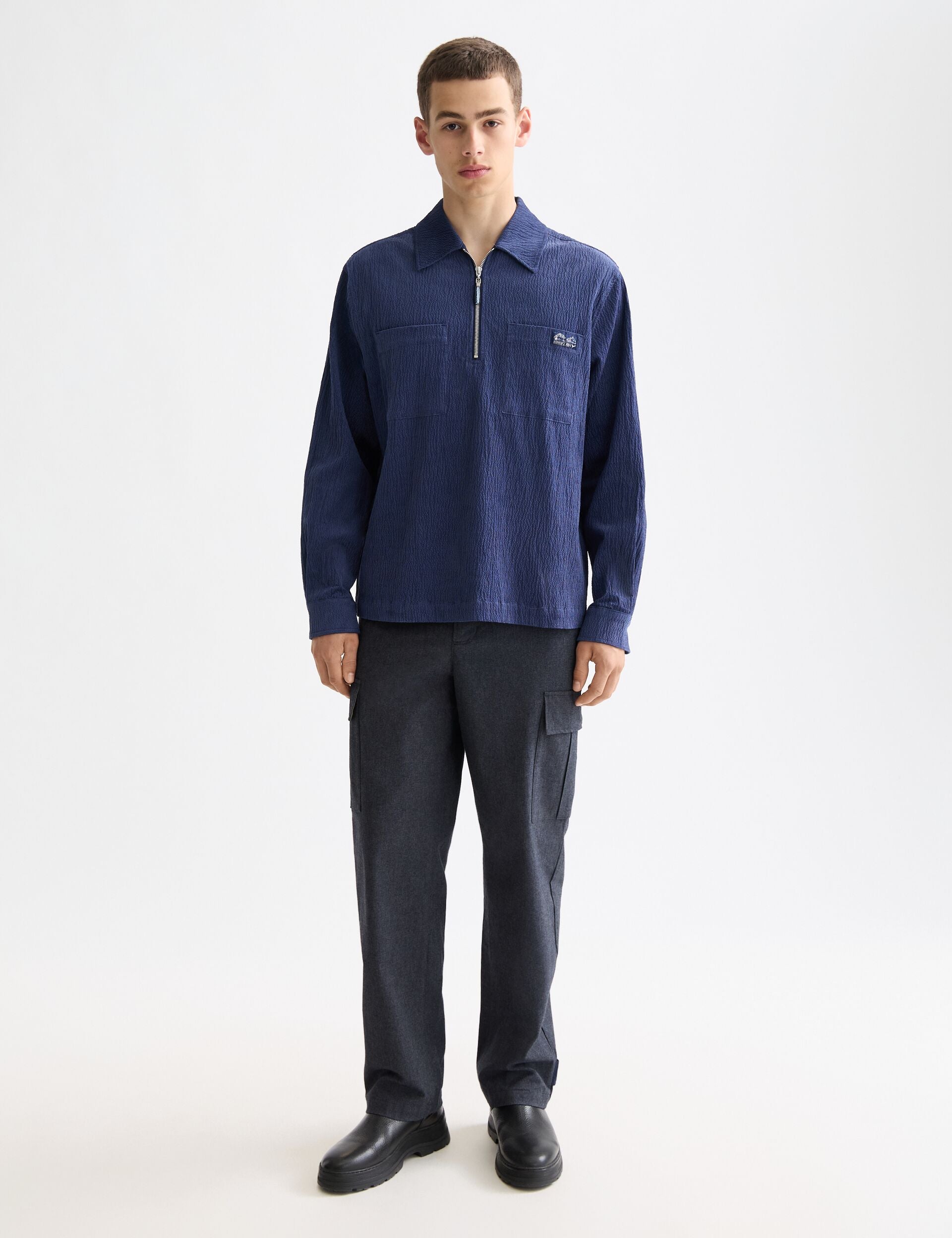 Quarter zip corduroy shirt