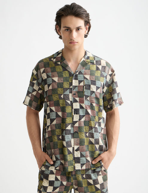Printed short-sleeved tencel shirt