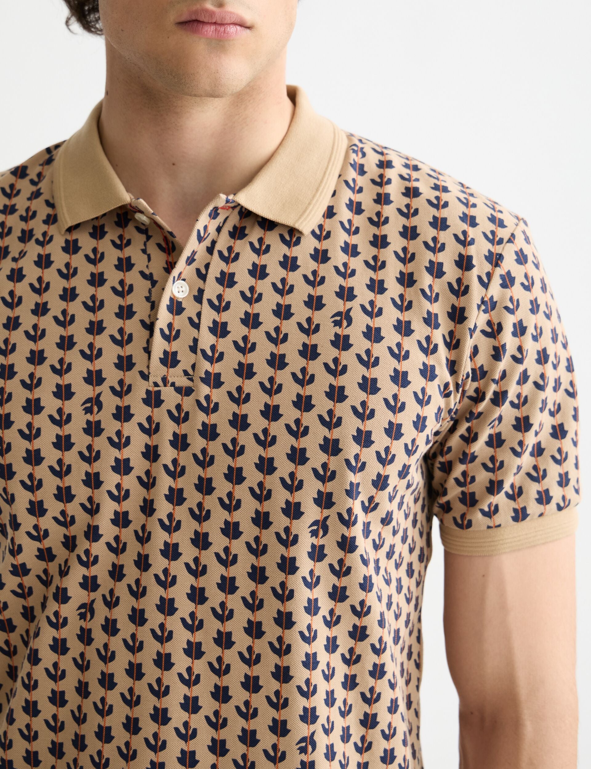 Micro allover print jersey regular fit polo
