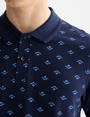polo en jersey imprimé micro-intégral, coupe classique