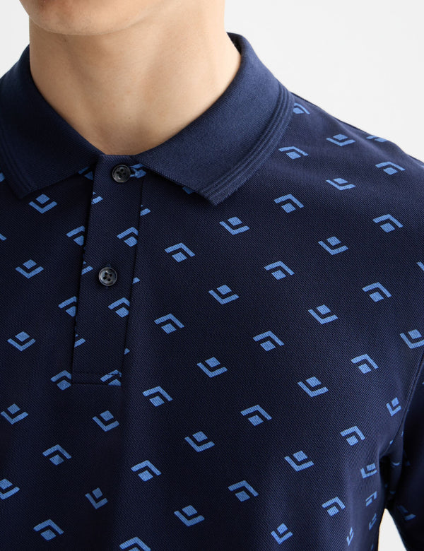 polo en jersey imprimé micro-intégral, coupe classique