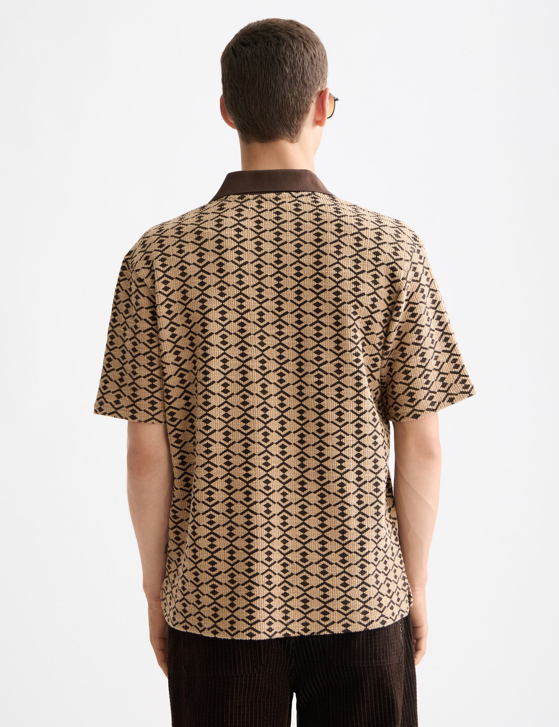 Towelling printed relaxed fit polo