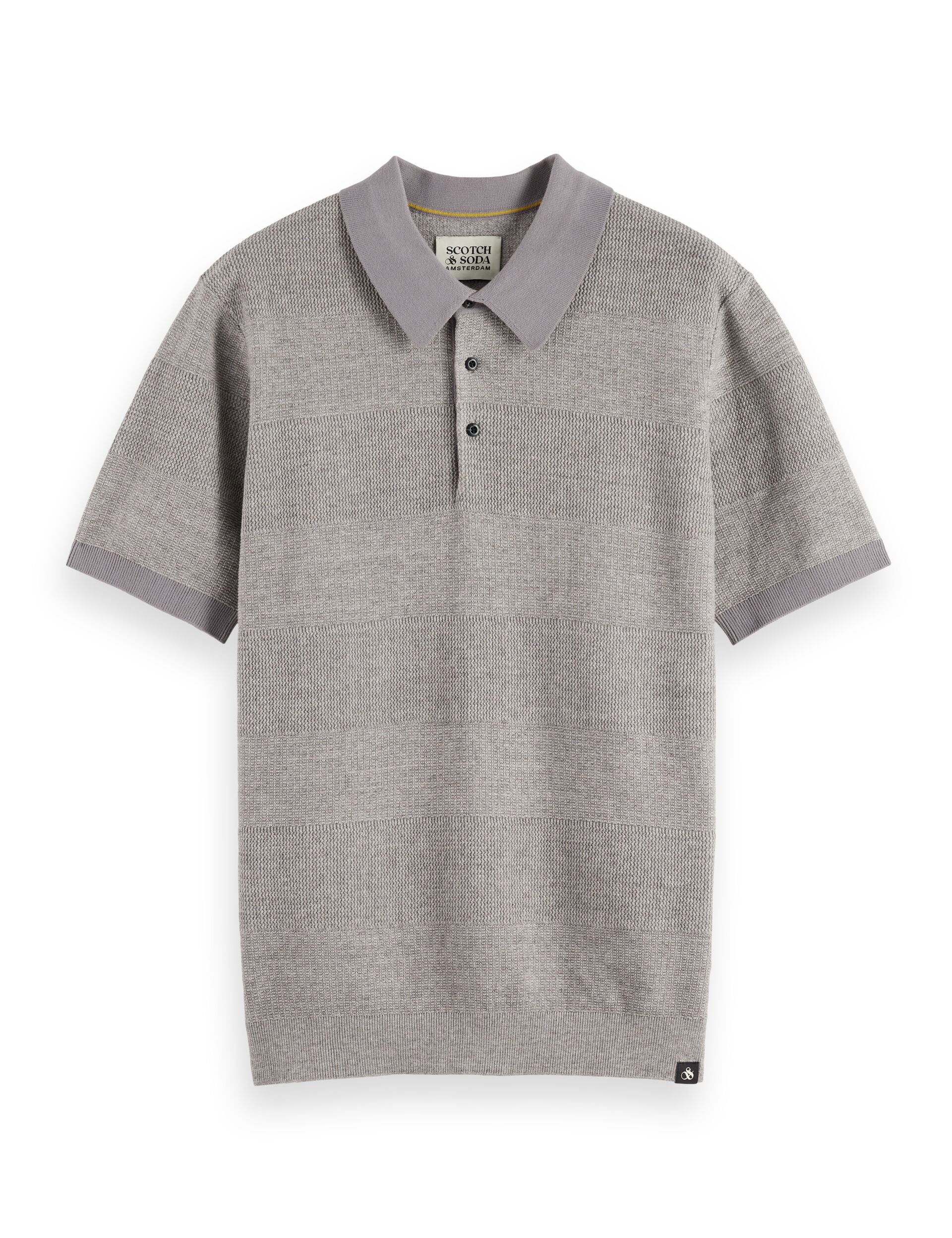 Knitted tone on tone striped regular fit polo
