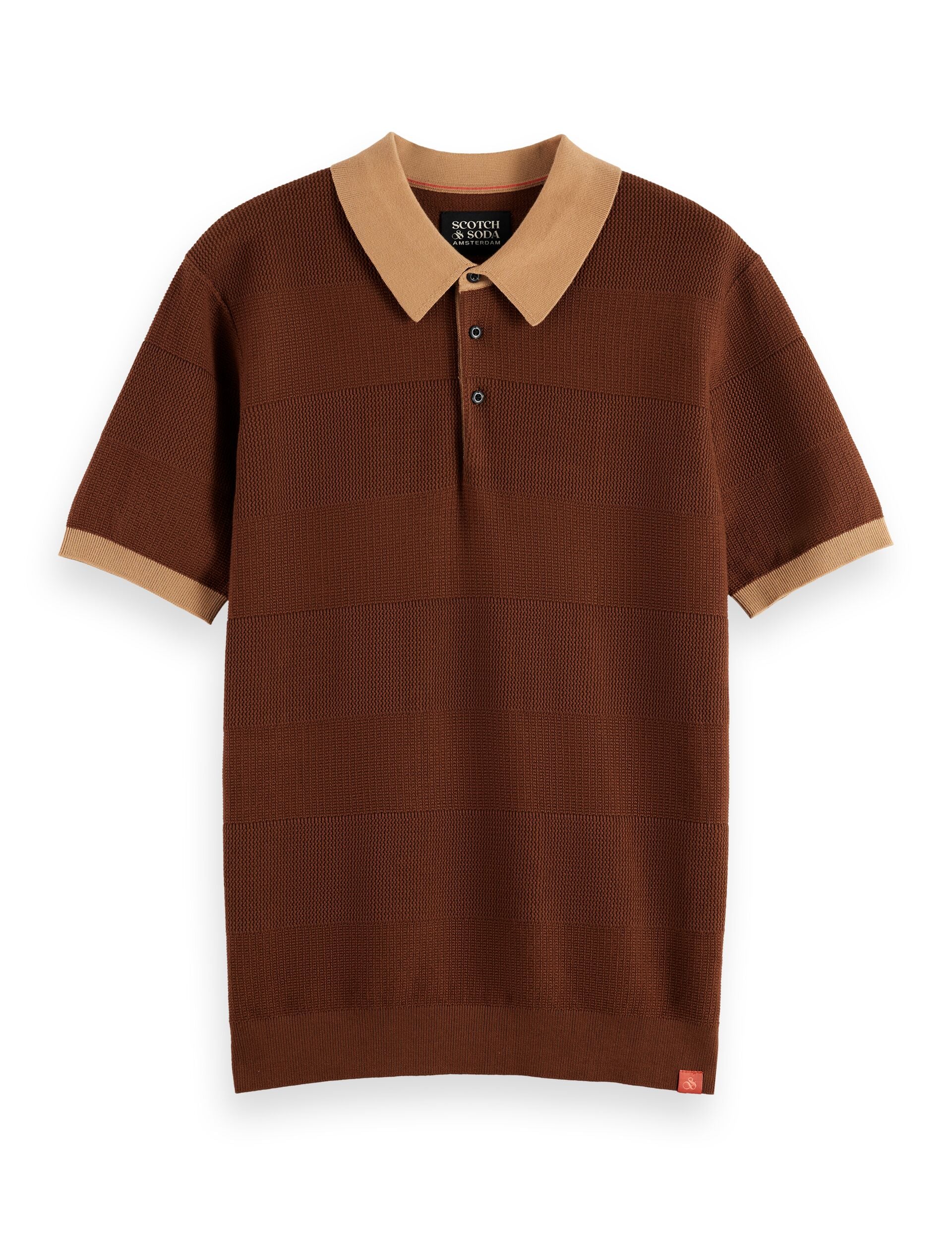 Knitted tone on tone striped regular fit polo