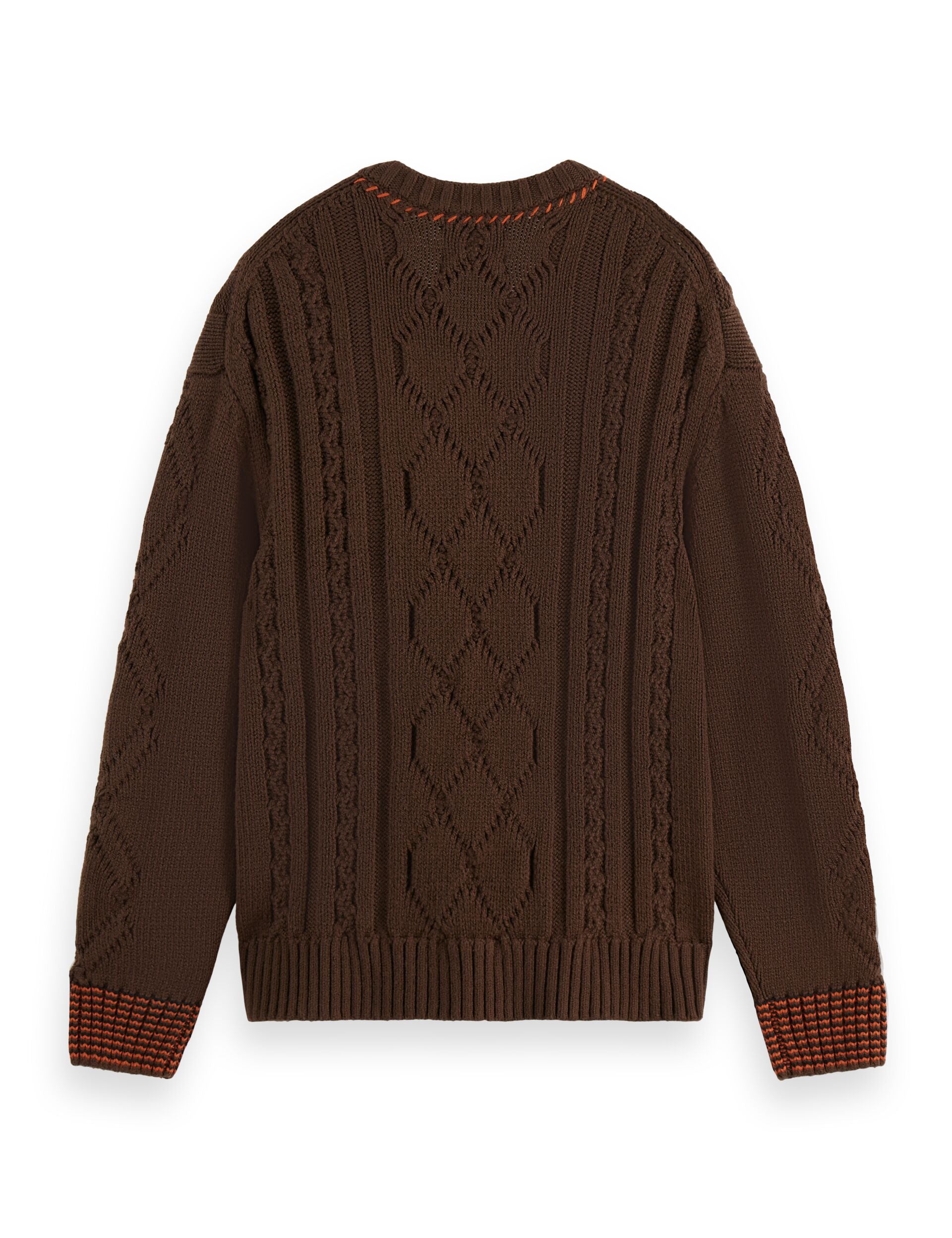 V-Neck chunky cable loose fit pullover