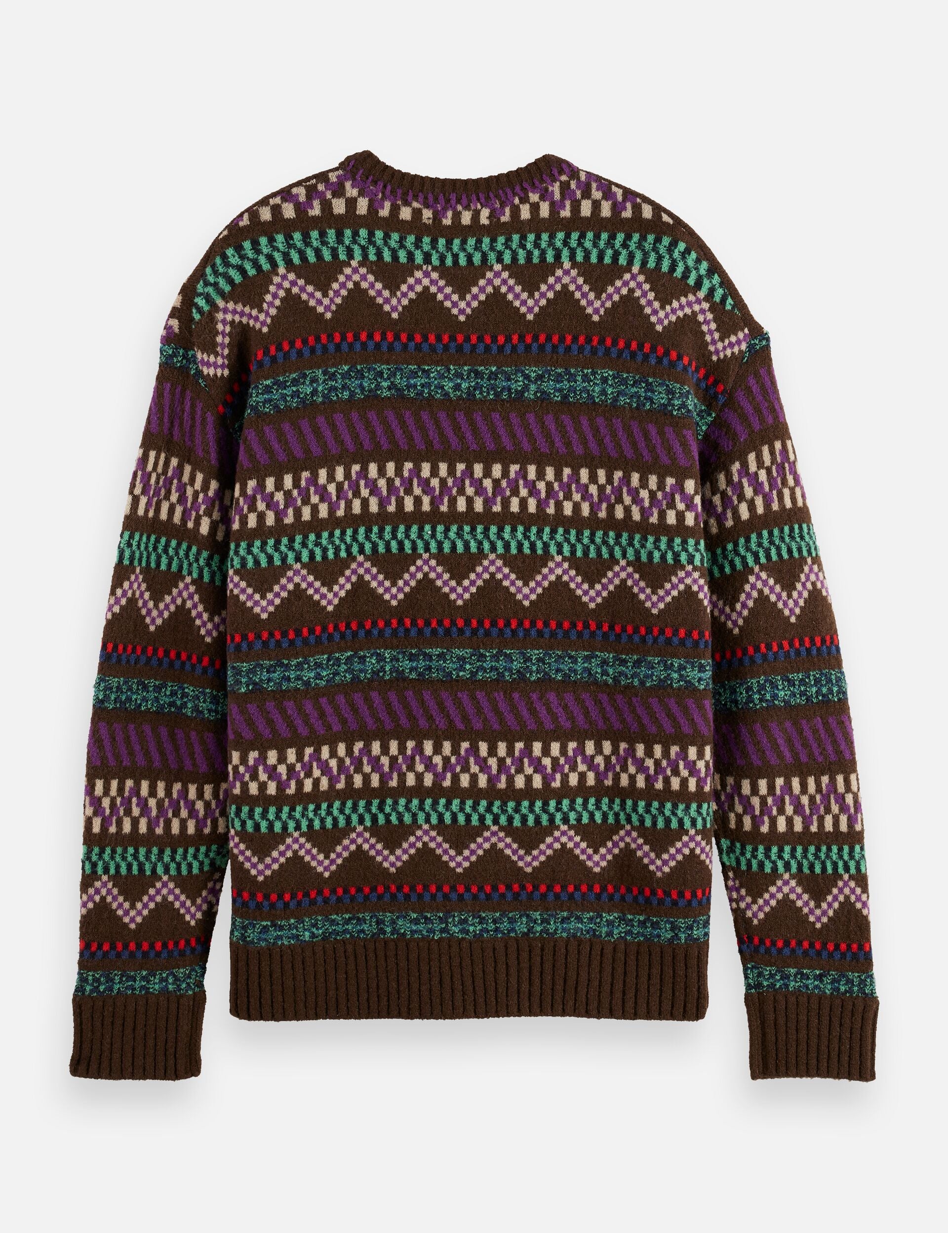 Jacquard dropped shoulder crewneck