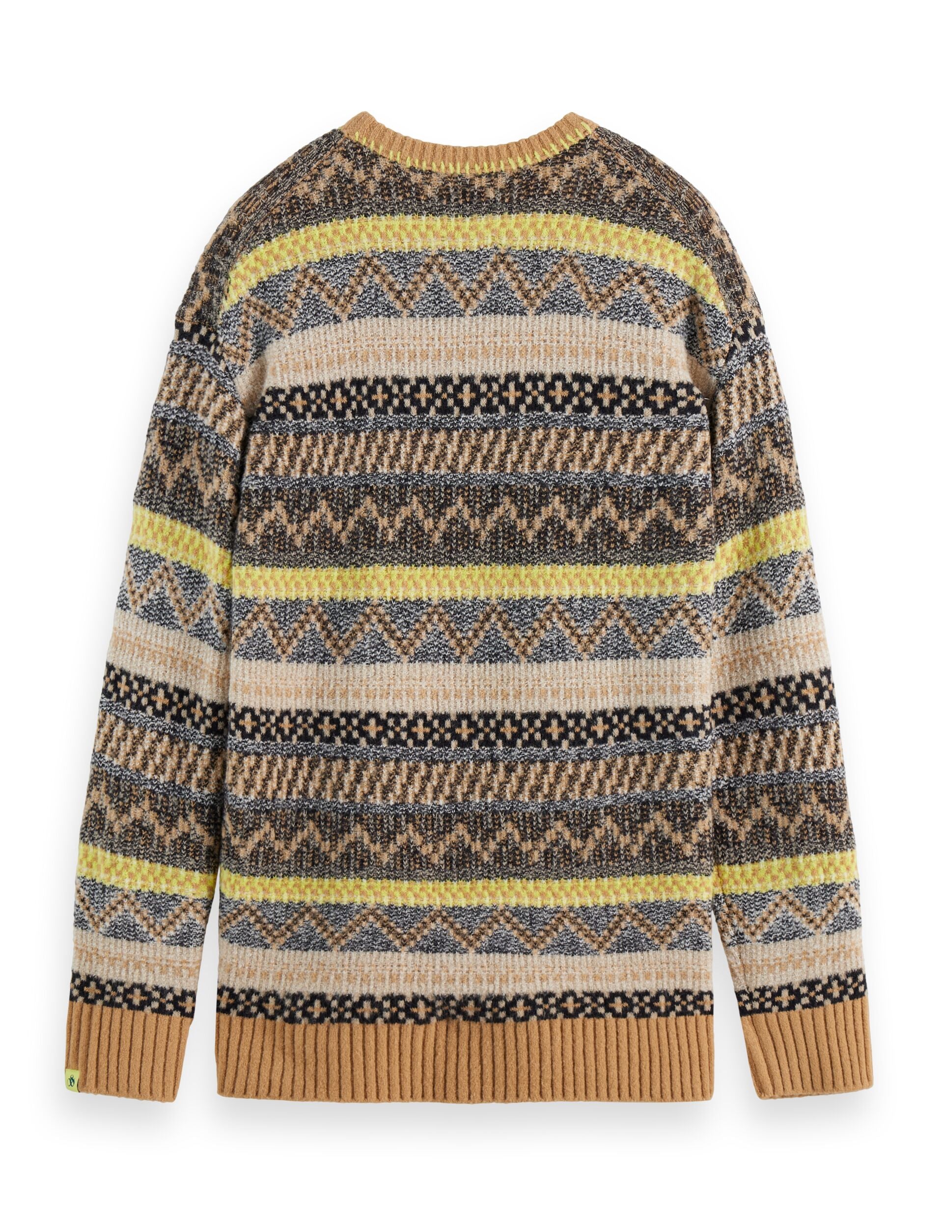 Jacquard dropped shoulder crewneck
