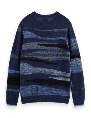 Fluffy alpaca wool blend crew neck
