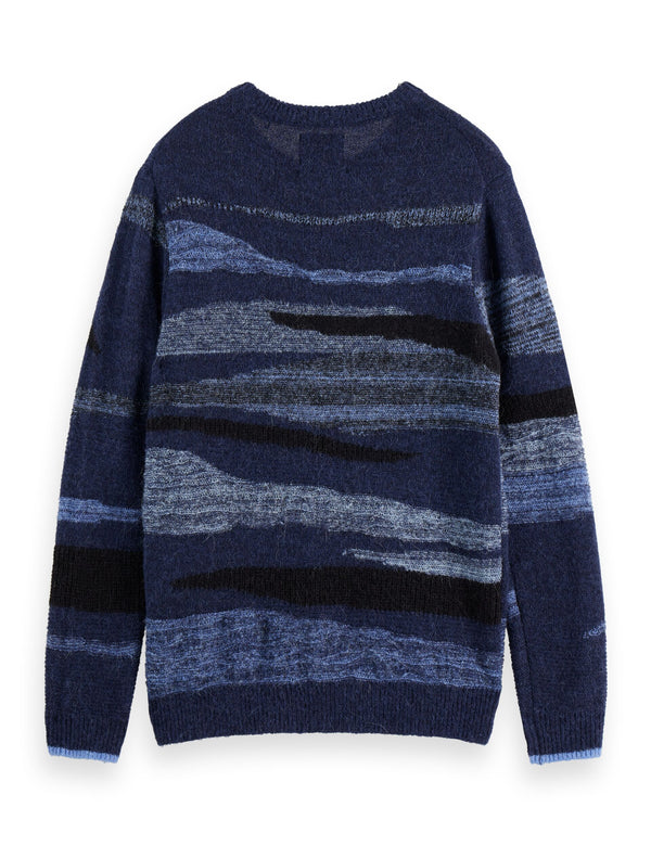 Fluffy alpaca wool blend crew neck