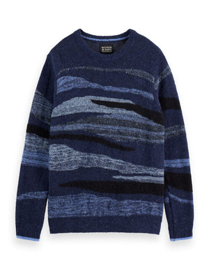 Fluffy alpaca wool blend crew neck