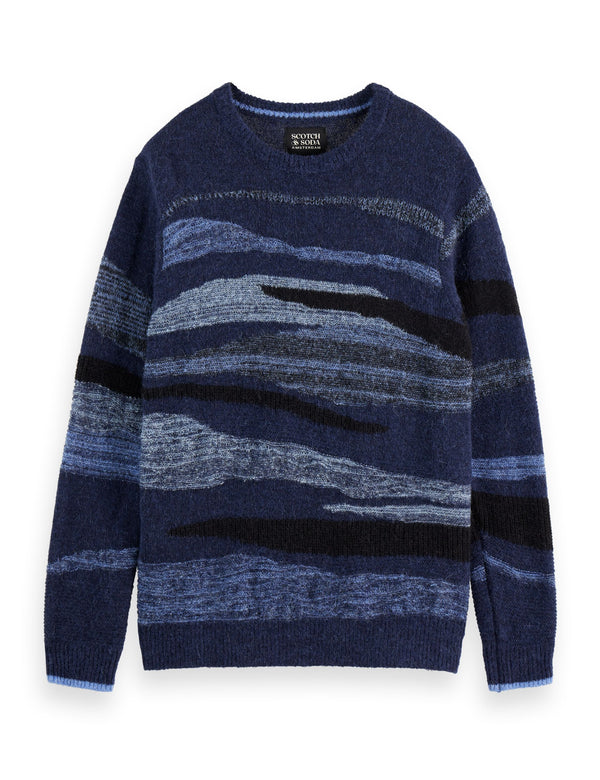 Fluffy alpaca wool blend crew neck