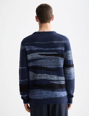 Fluffy alpaca wool blend crew neck