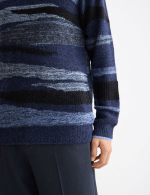 Fluffy alpaca wool blend crew neck