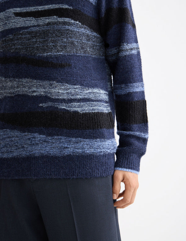Fluffy alpaca wool blend crew neck