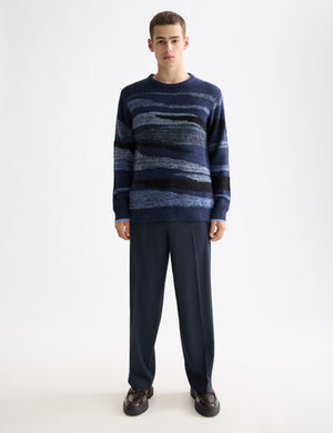Fluffy alpaca wool blend crew neck