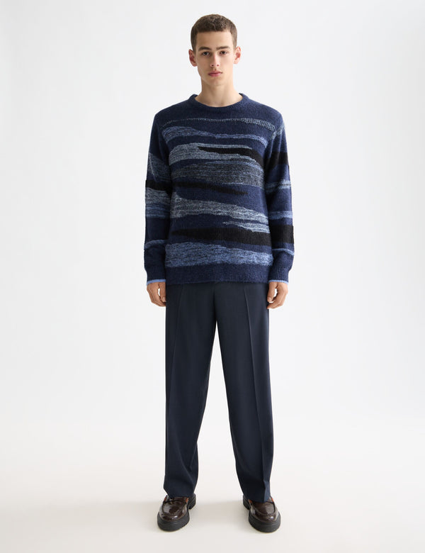 Fluffy alpaca wool blend crew neck