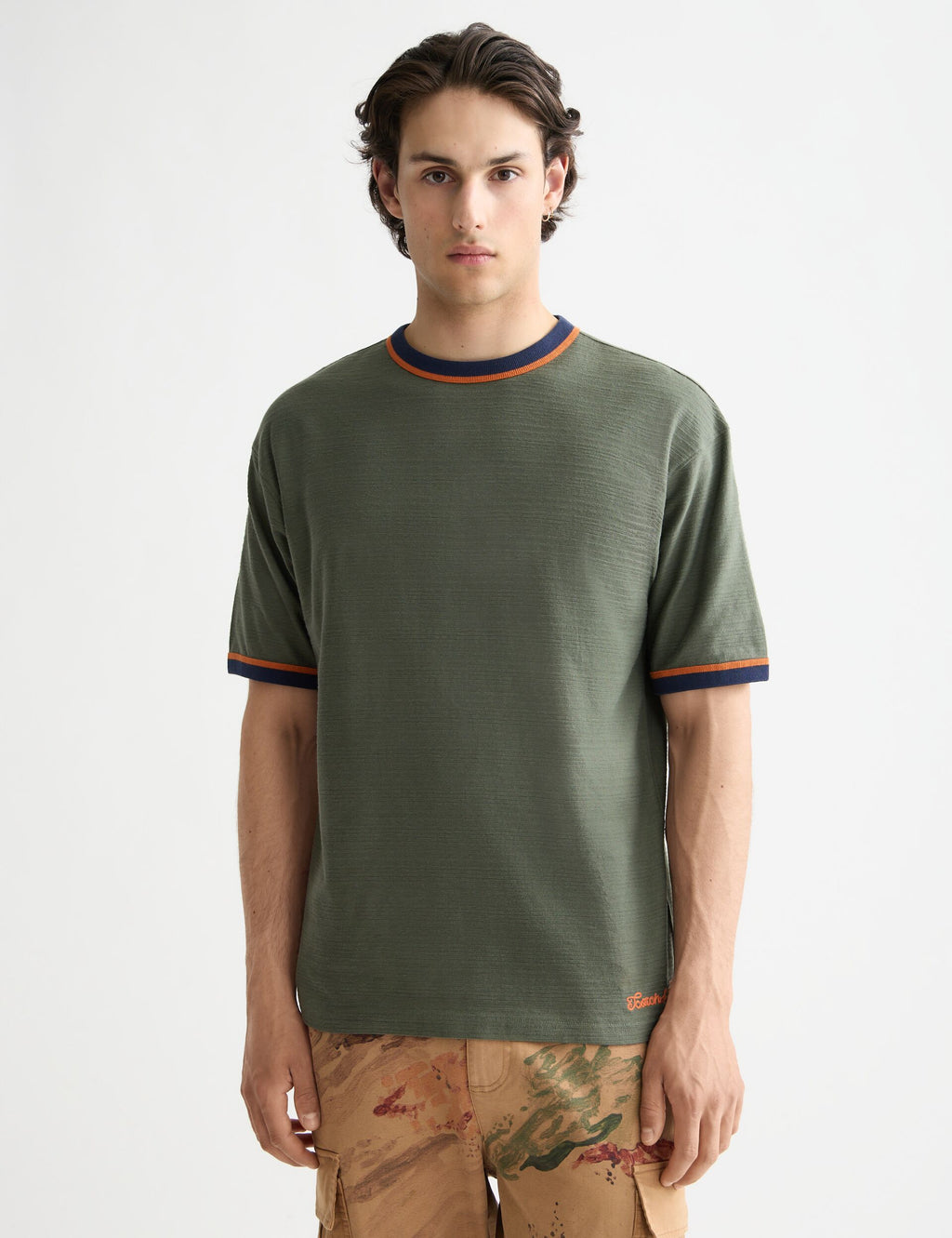 Relaxed Fit Bound Neckline T-shirt