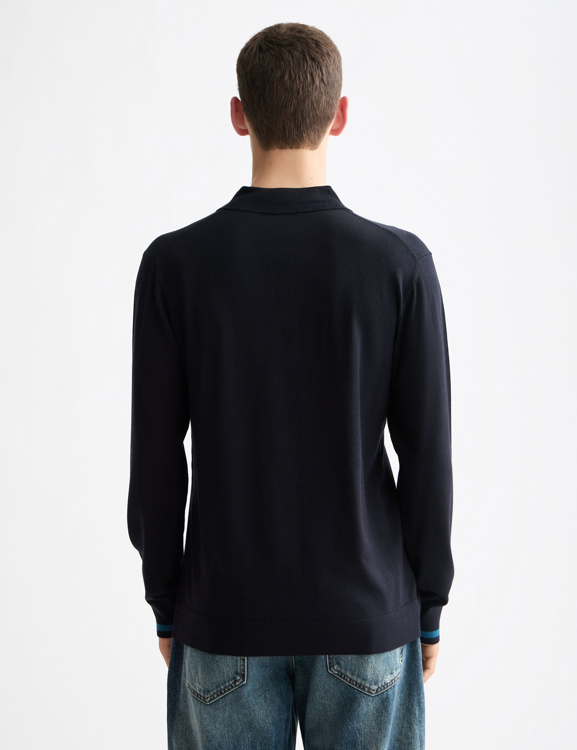 Ecovero Blend Knitted Long Sleeve Polo