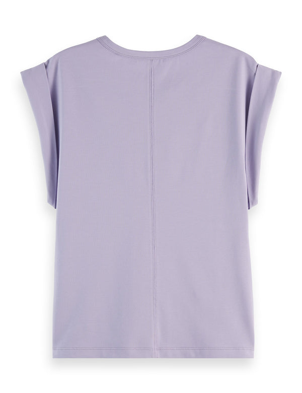 Fitted rolled-up sleeve T-shirt