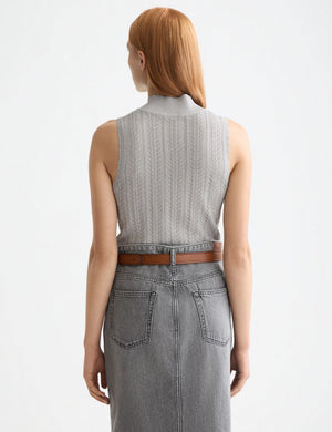 Metallic pointelle knitted tank