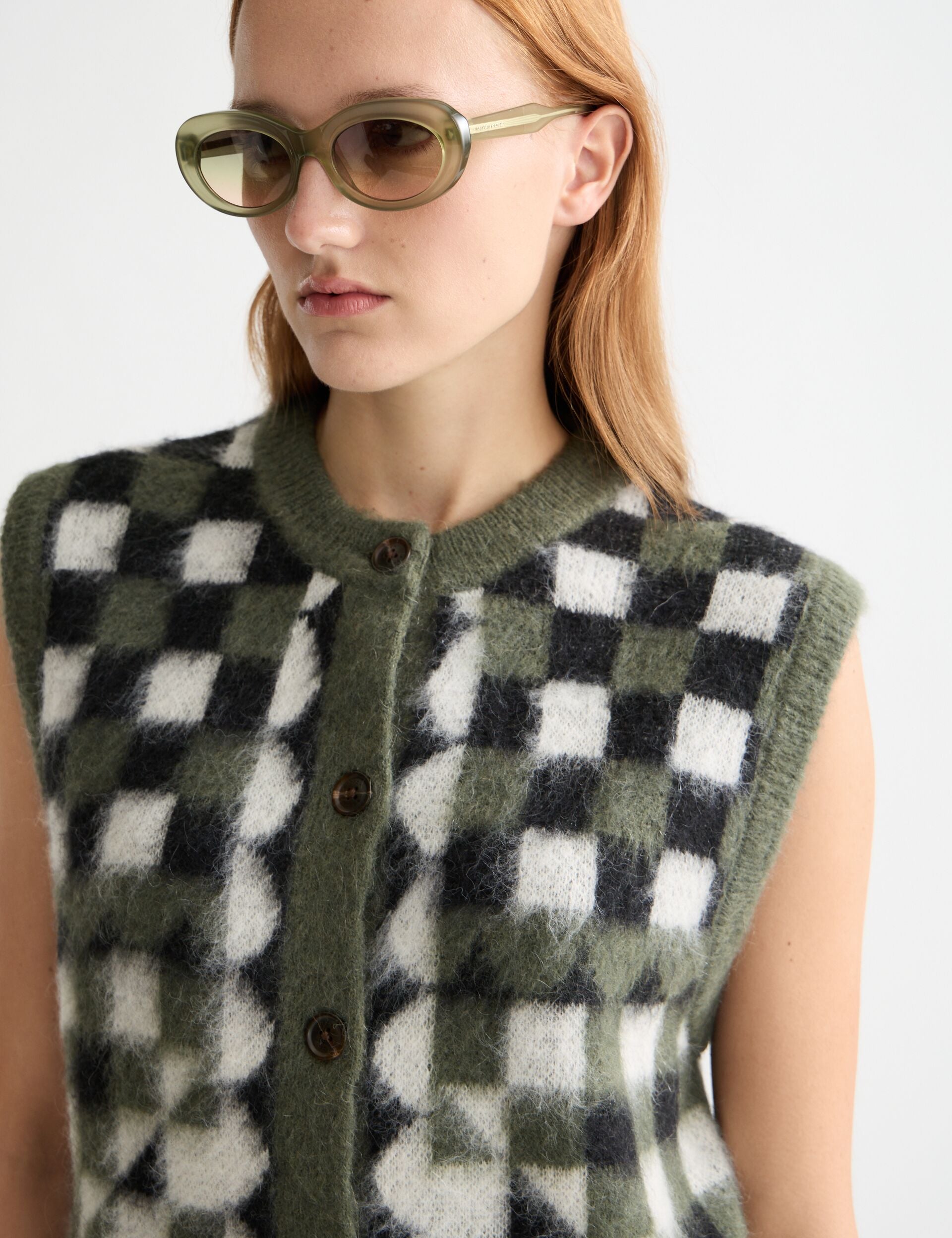 Fuzzy jacquard spencer