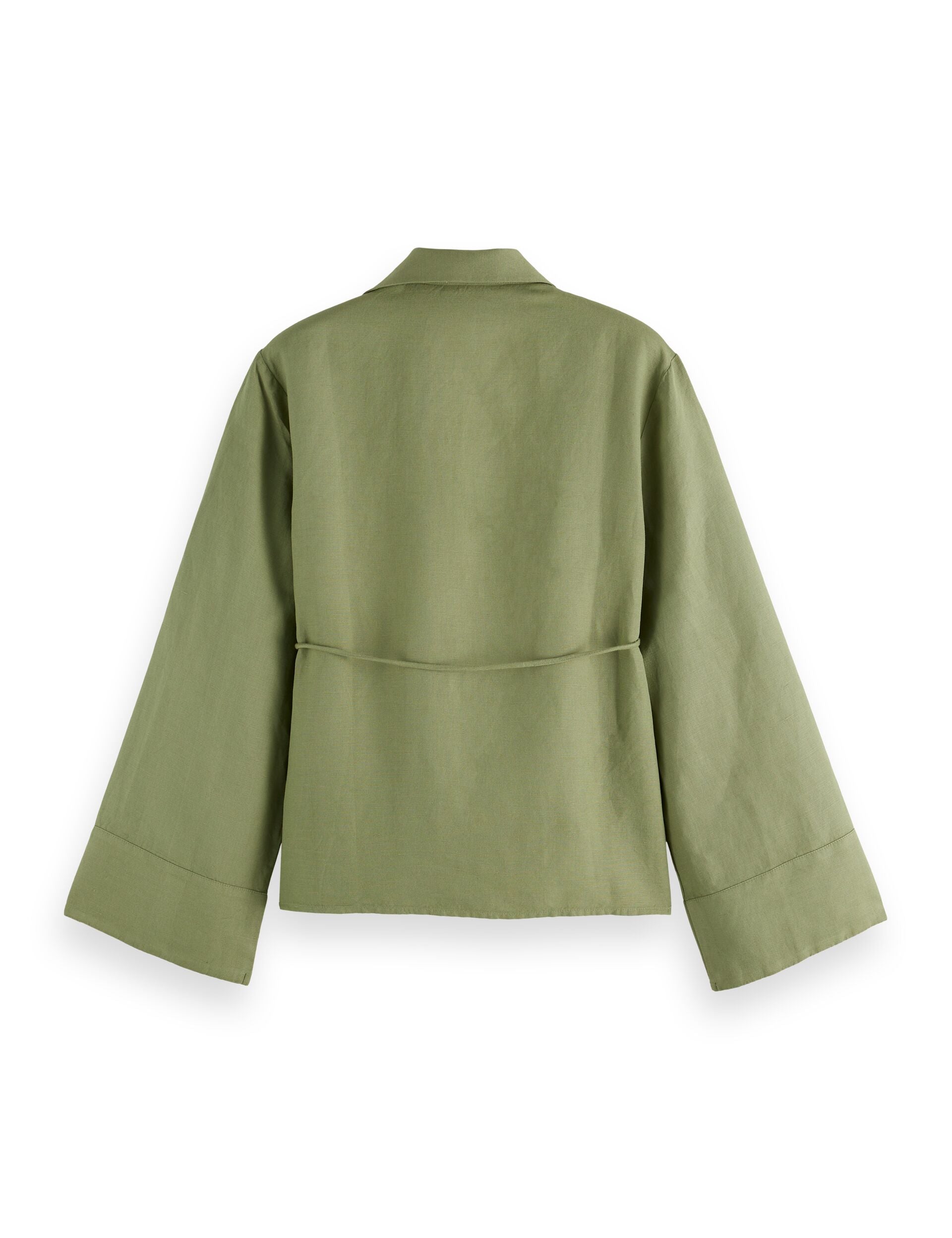 Wrap shirt with tie closure