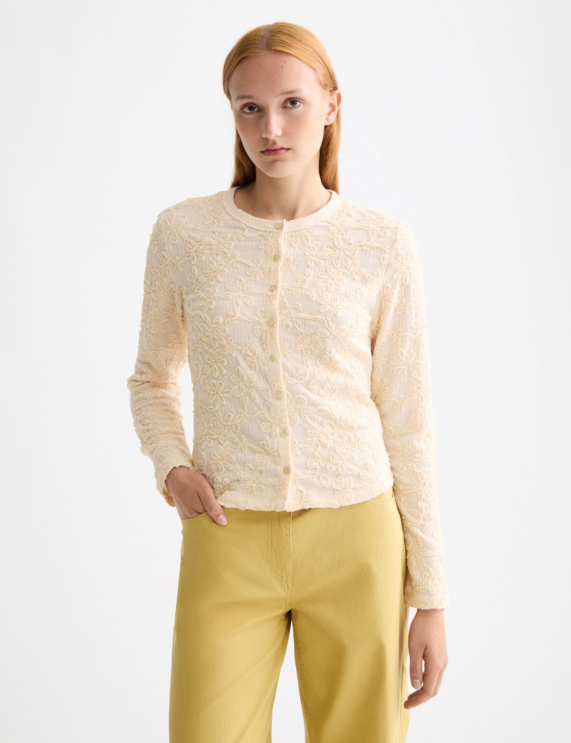 Structured button up long sleeve T-Shirt
