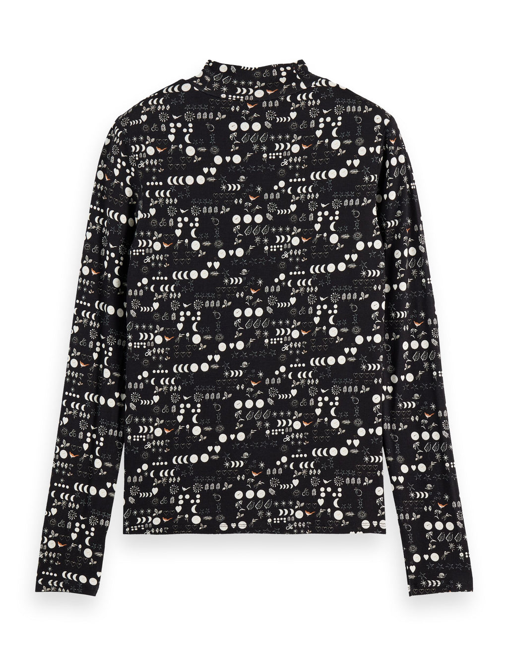 All over printed mock neck long sleeve T-shirt