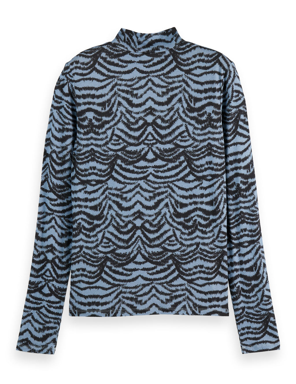 All over printed mock neck long sleeve T-shirt