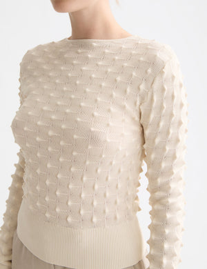 Slash neck textured stitch pullover