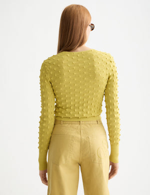 Slash neck textured stitch pullover