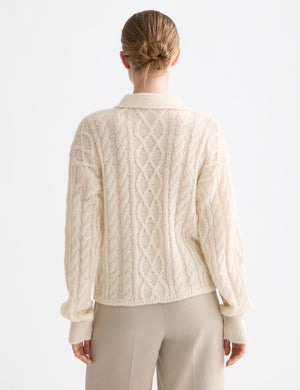 Cable stitch polo neck pullover
