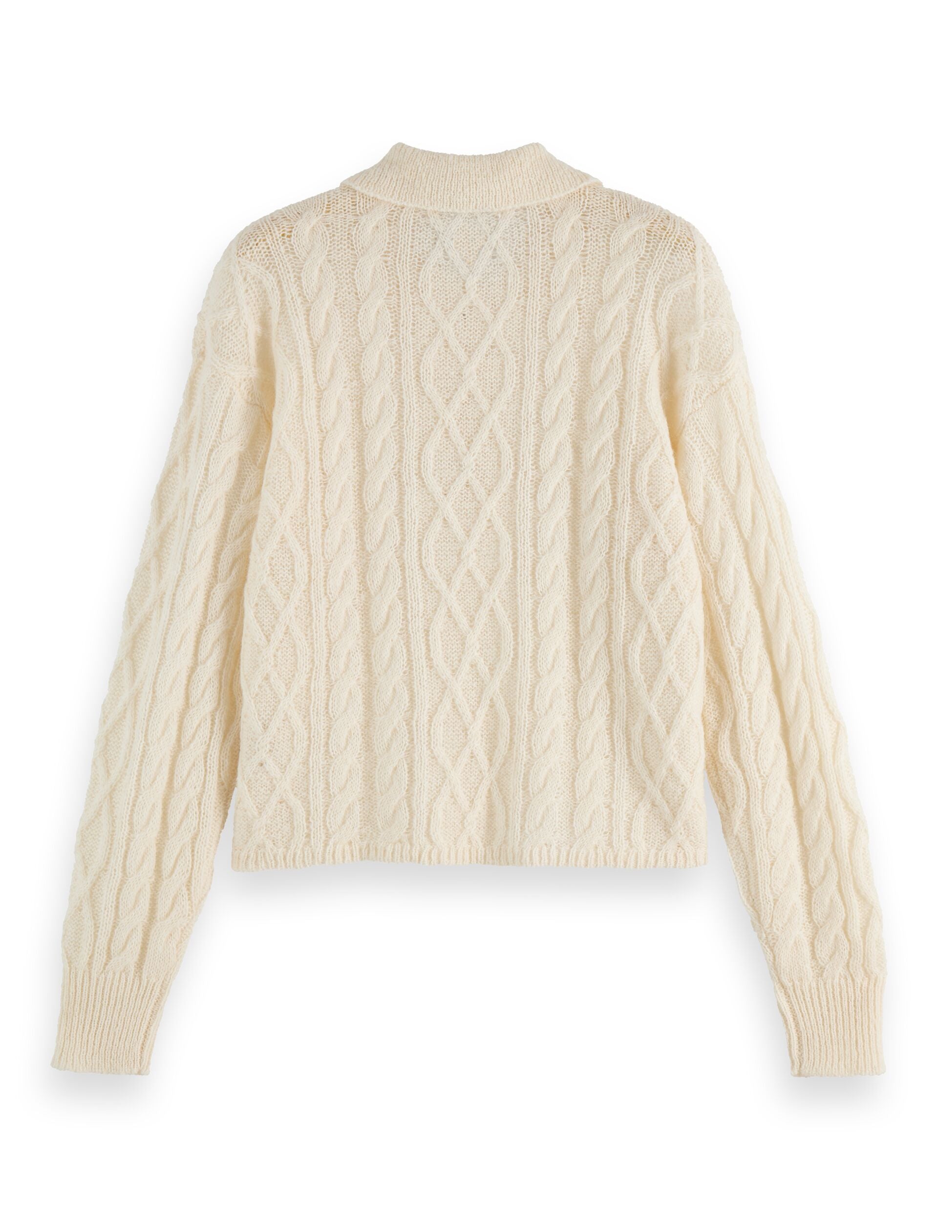 Cable stitch polo neck pullover