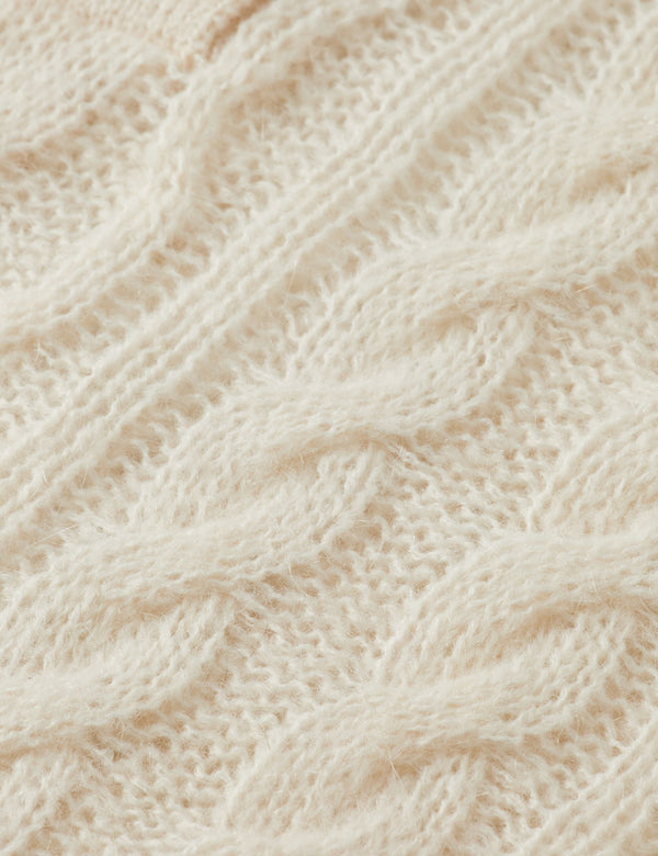Cable stitch polo neck pullover
