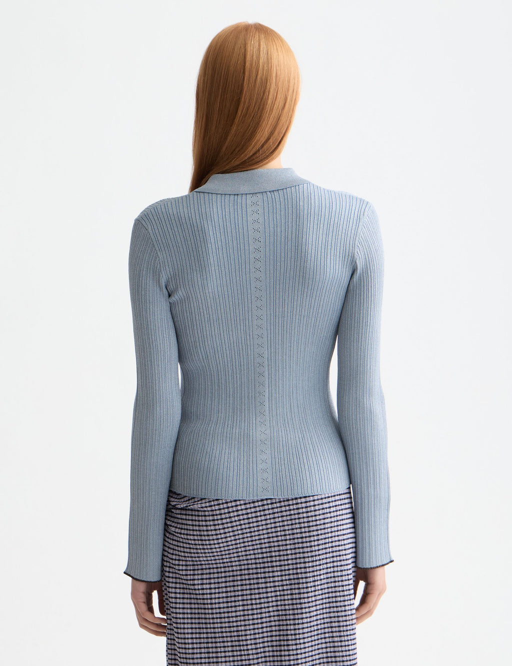 Metallic skinny rib fitted cardigan