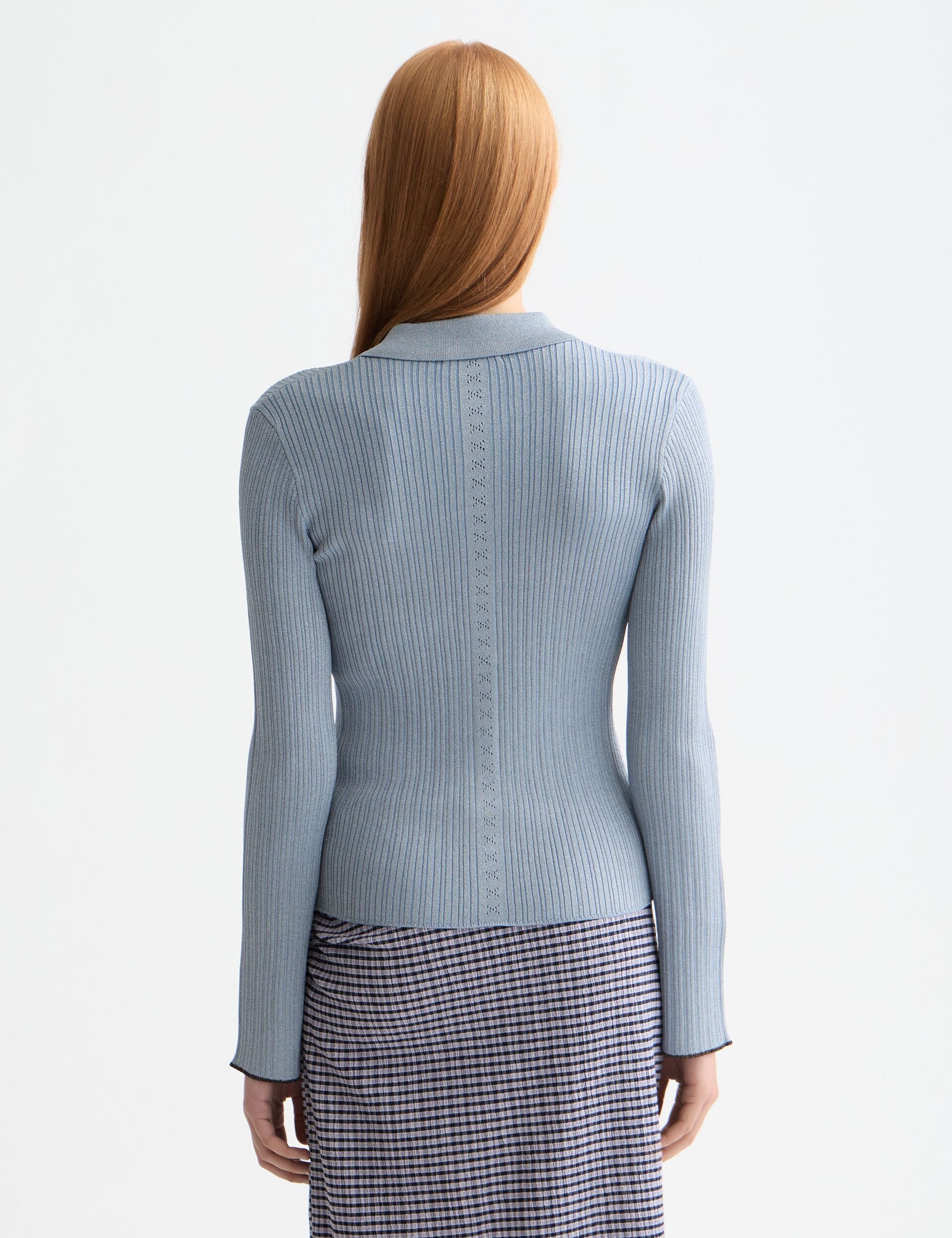 Metallic skinny rib fitted cardigan