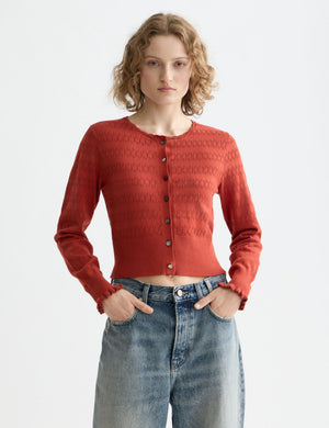 Gilet tricoté en pointelle