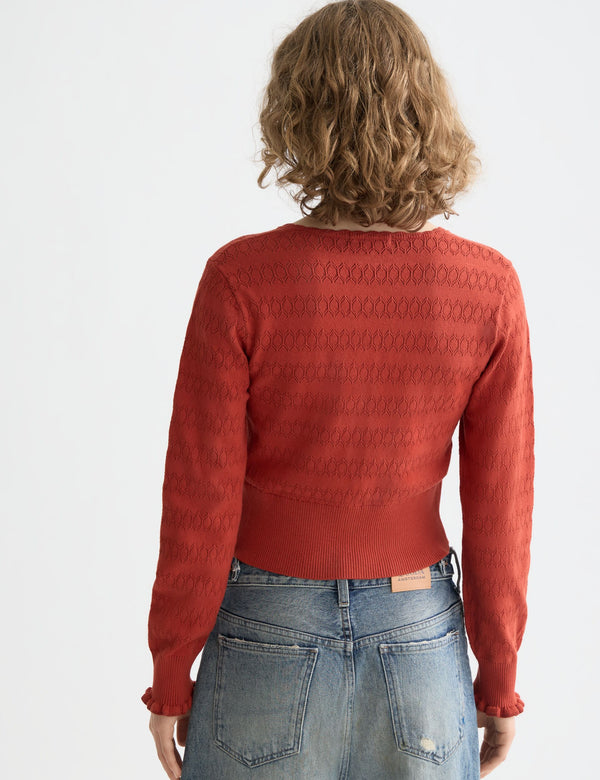 Gilet tricoté en pointelle