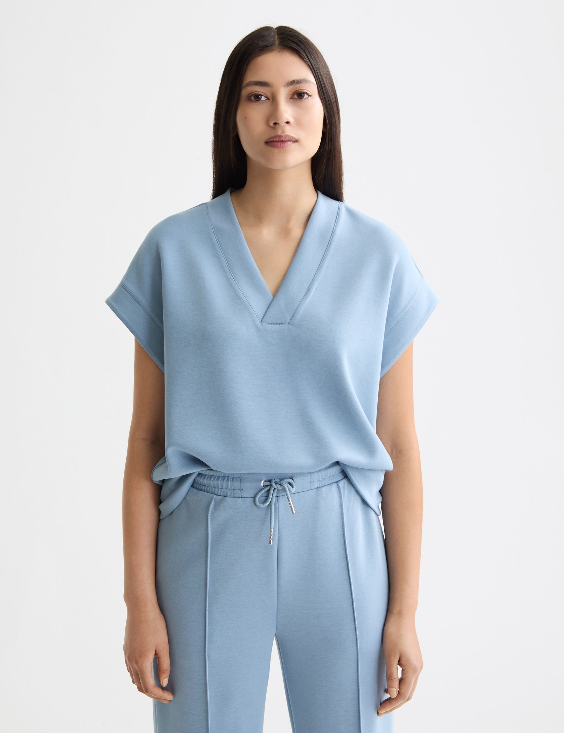 V-Neck Sleeveless Modal Sweatshirt