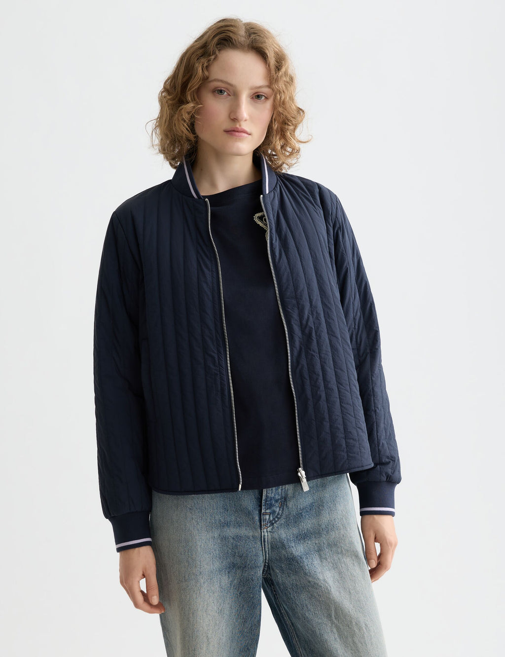 Reversible quilted bomber