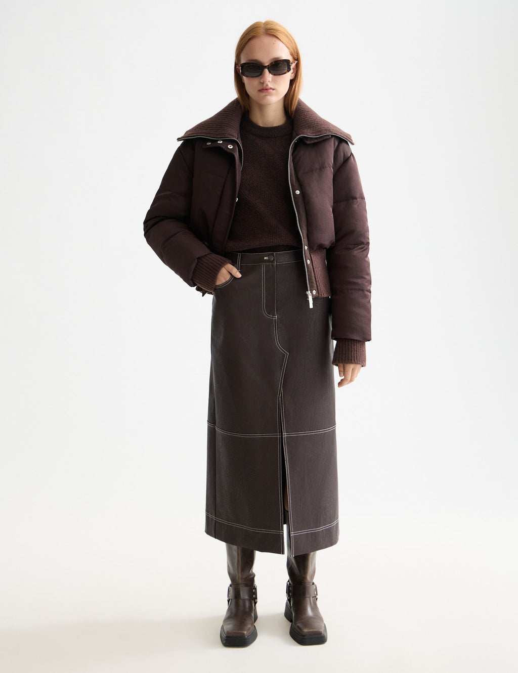 Aviator collar puffer jacket