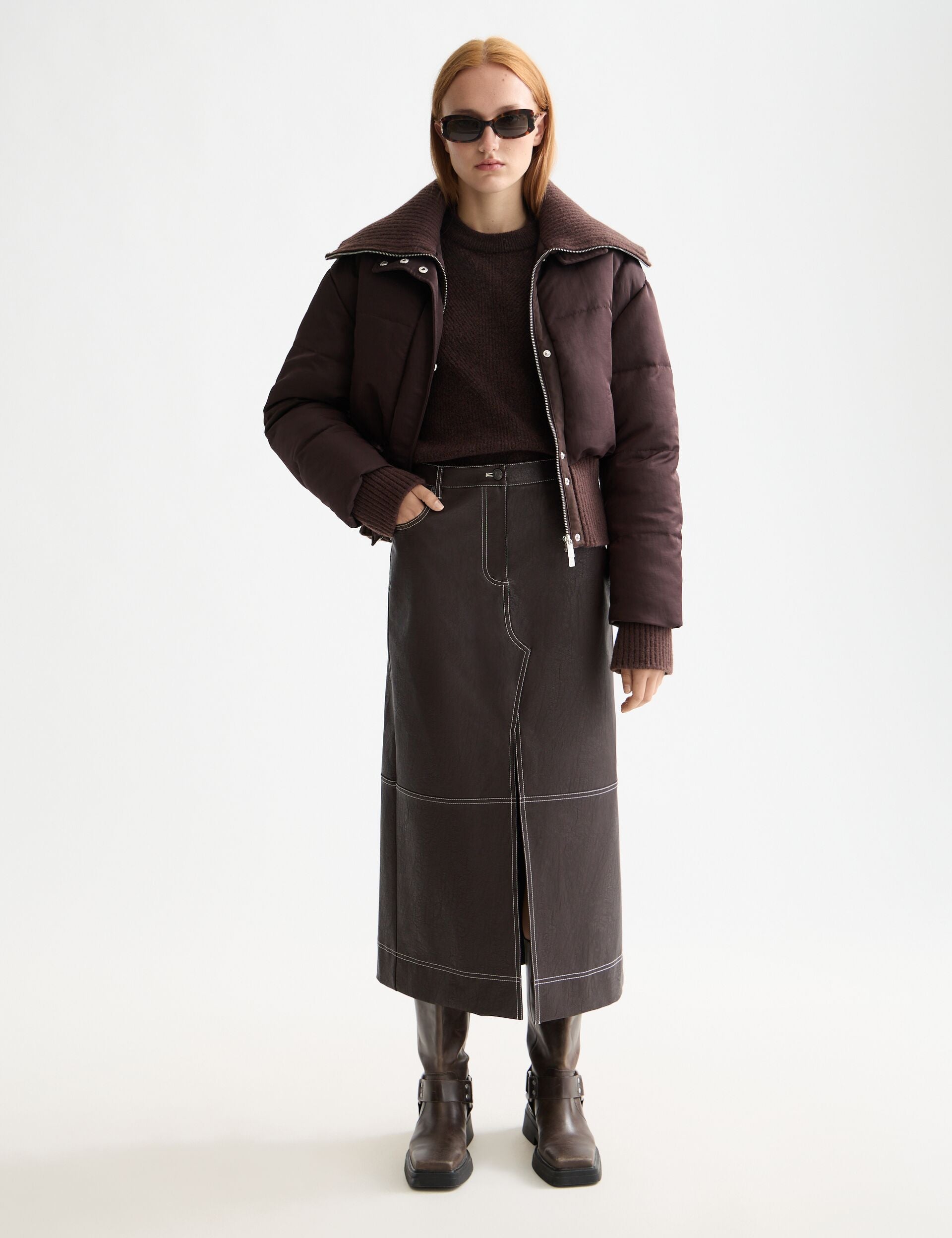 Aviator collar puffer jacket