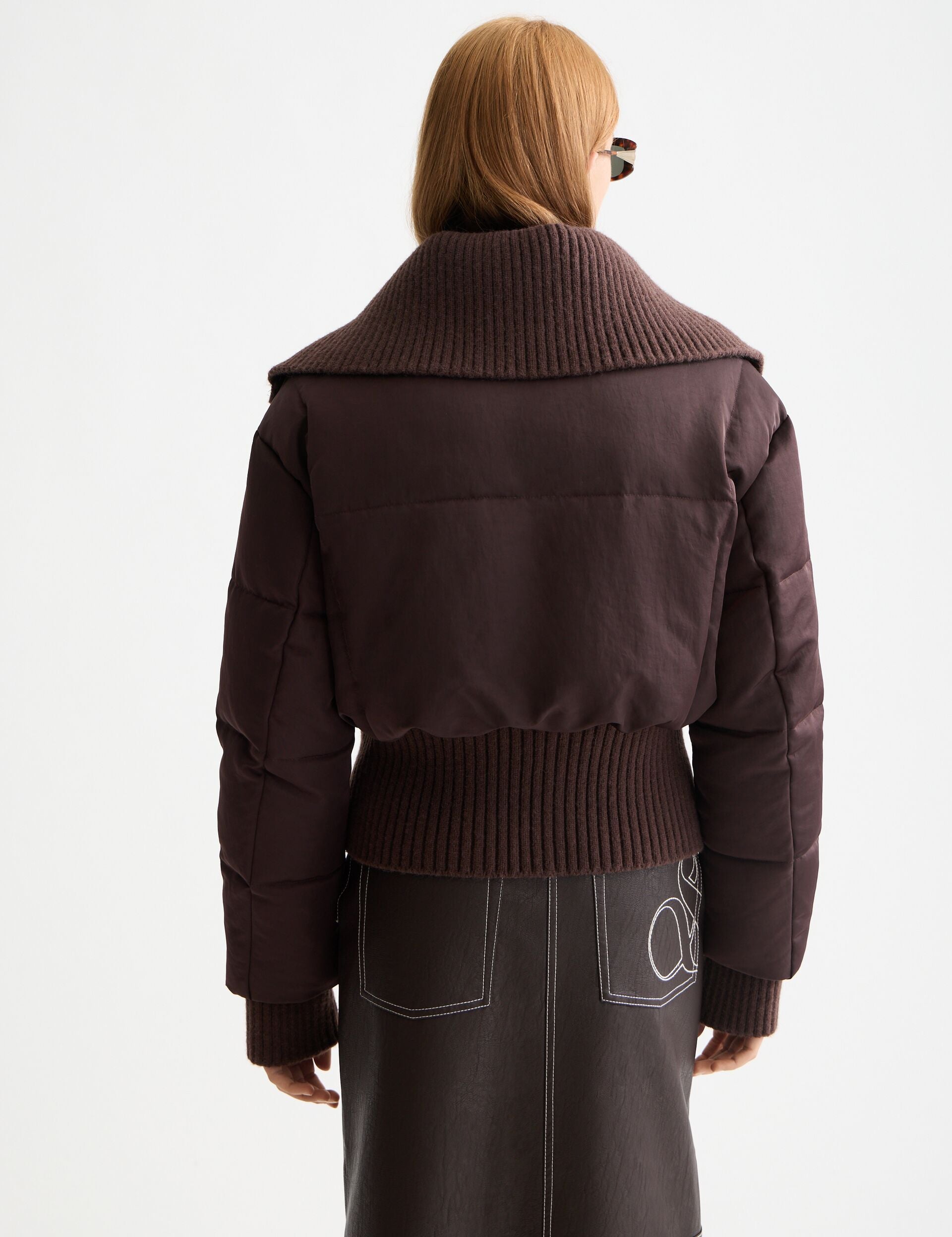 Aviator collar puffer jacket