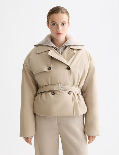 Leichter, wattierter Trenchcoat aus Popeline