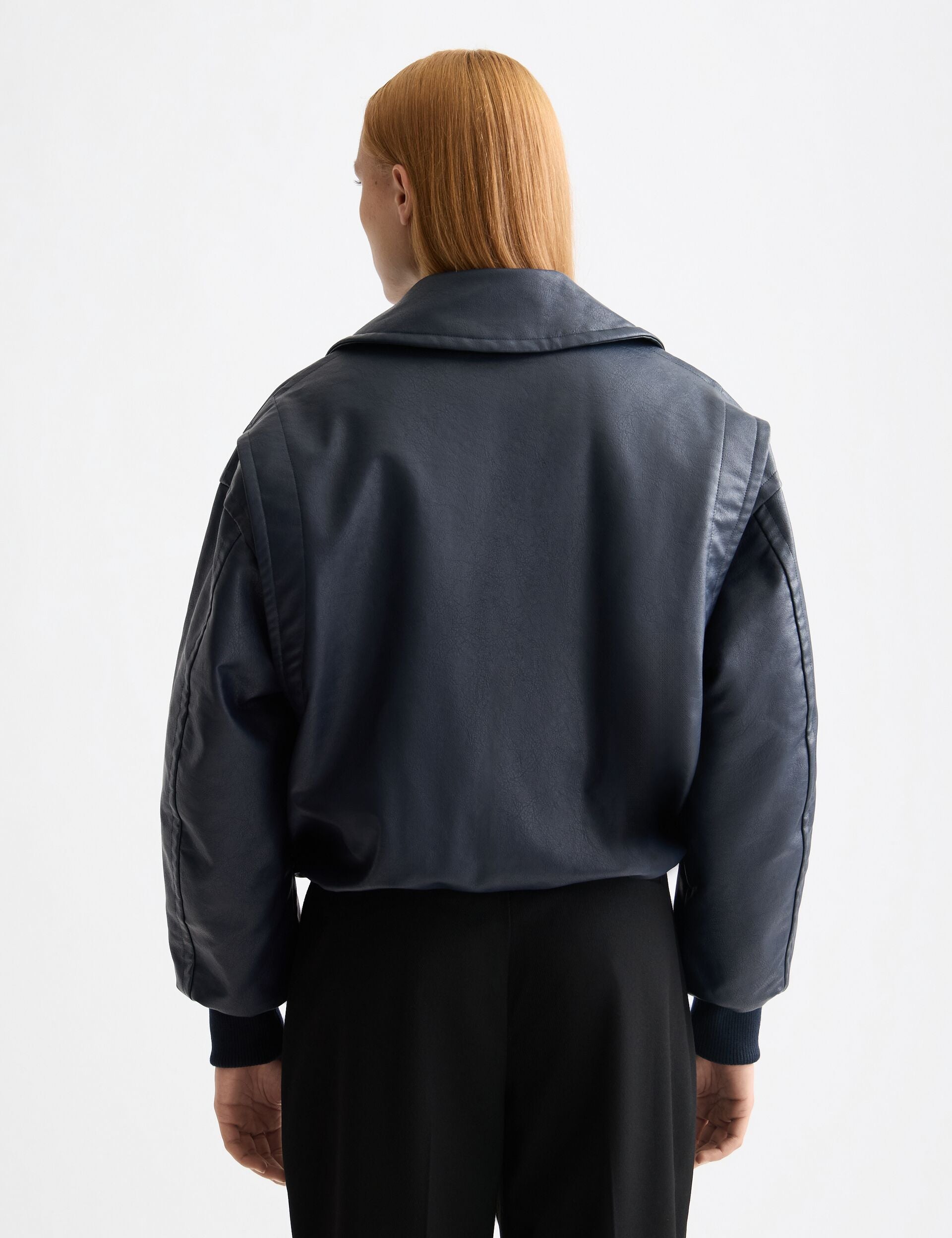 Faux leather bomber jacket