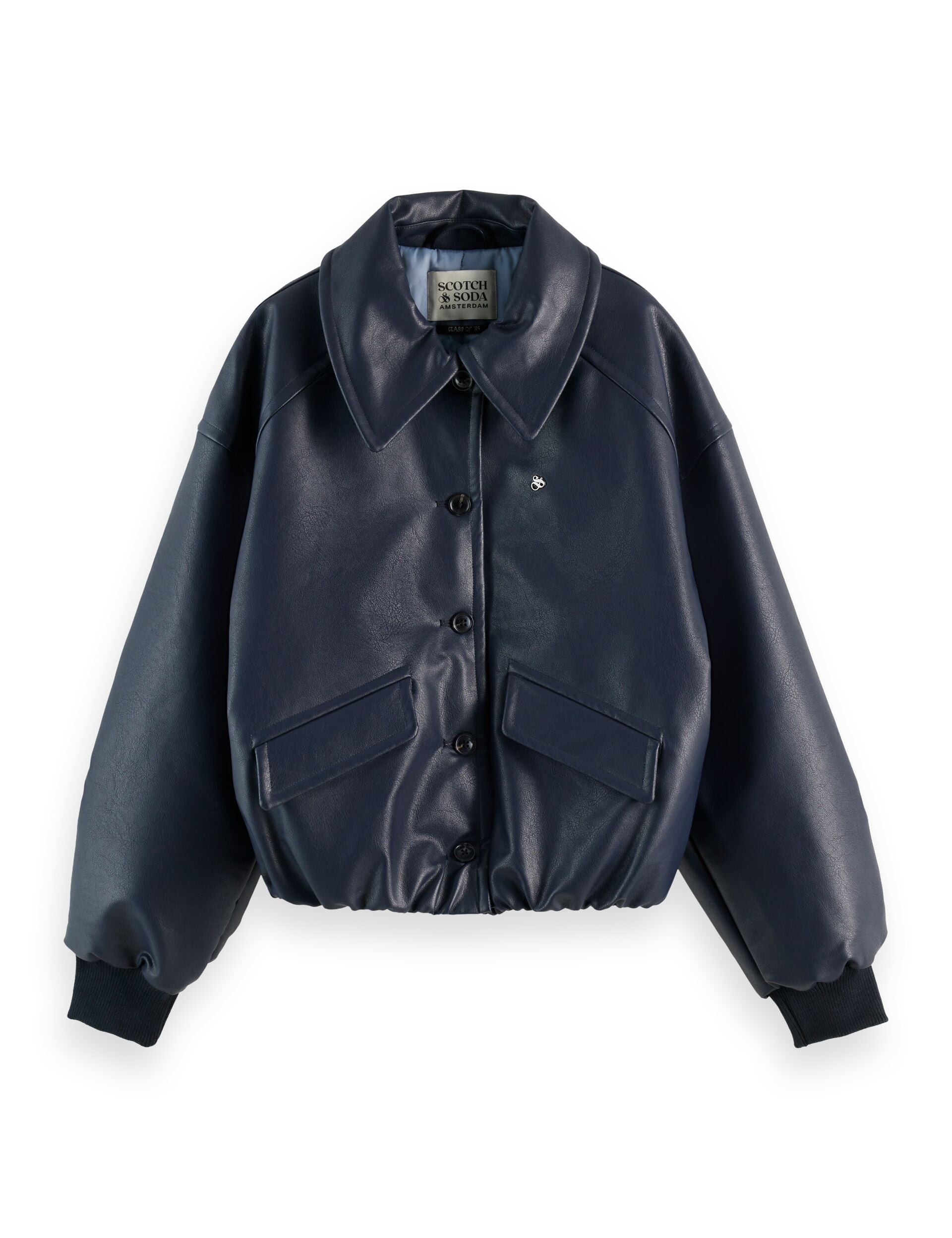 Faux leather bomber jacket